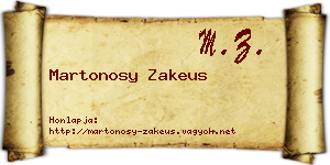Martonosy Zakeus névjegykártya